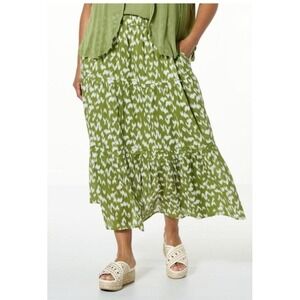 Antthony Original 1X Tiered Ikat Print Maxi Skirt 100% Cotton Boho Beachy